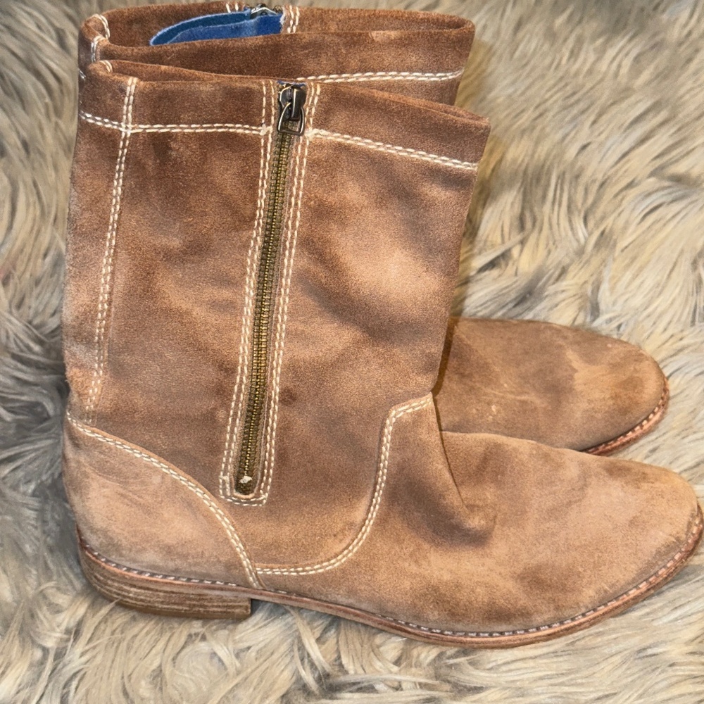 Splendid Western Side Zipper Suede Boots Size 9